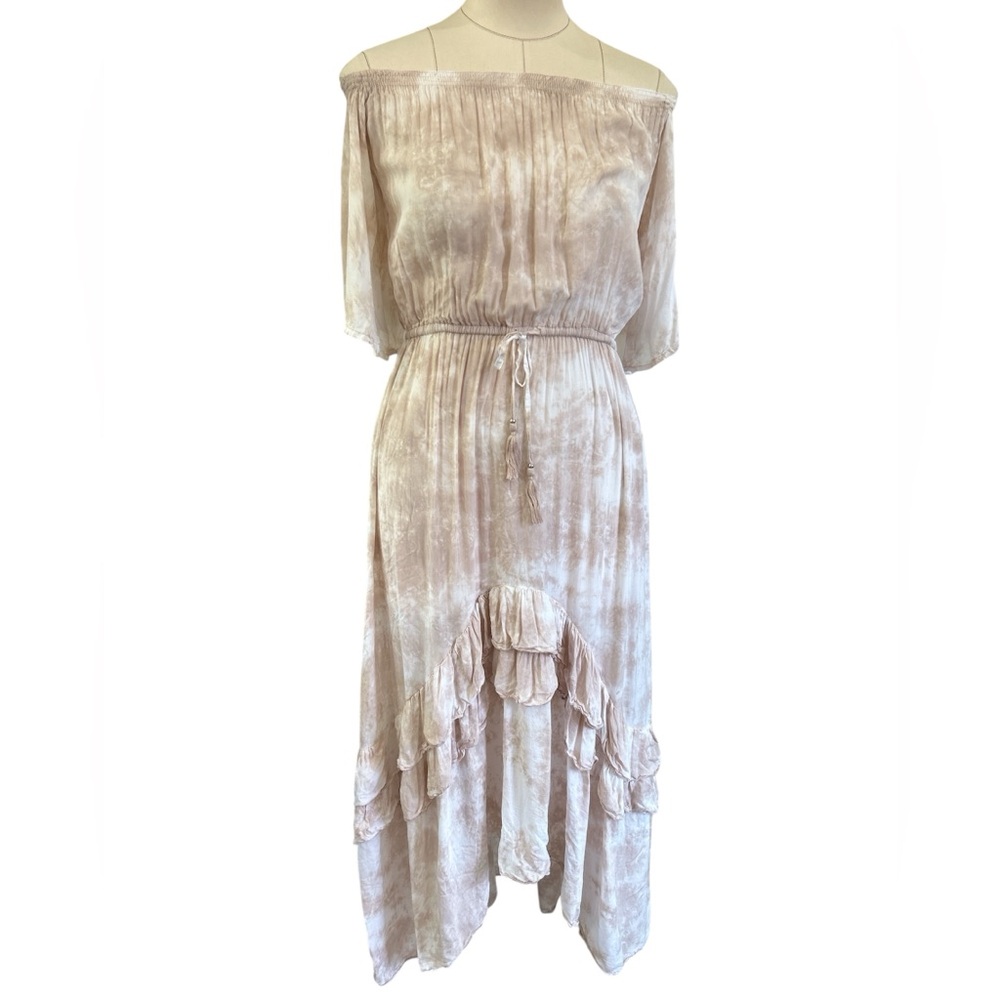 Tiare Hawaii ruffled tie dye high low dress